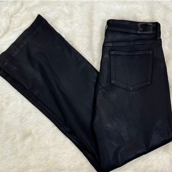 Paige Leenah Wide Leg Jean in Black Fog Luxe Coating Size 33 NWT - Picture 5 of 12
